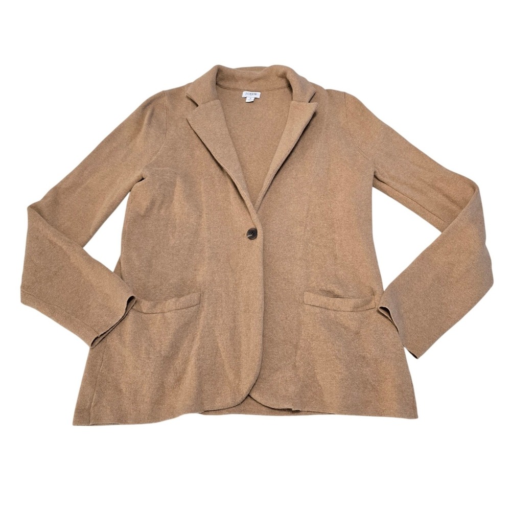 J.Crew Sophie Sweater Blazer Womens Small Camel Tan Cotton Knit Cardigan Jacket
